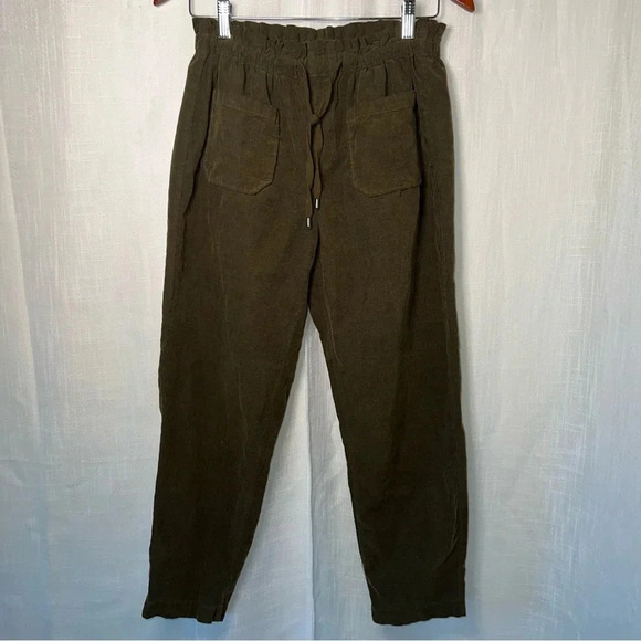 Zara Corduroy Front Pocket Draw String Paper Bag Waist Pants Sz S - Picture 1 of 4